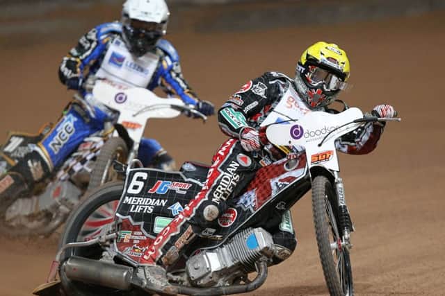 Chris Harris rides for Ipswich against his former club at the East of England Arena.