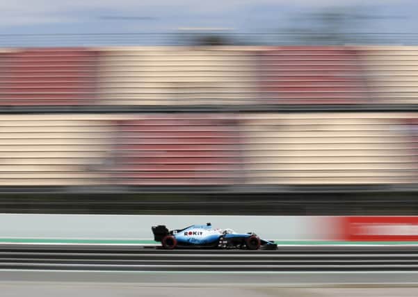 George Russell steers his car during practice in Barcelona.