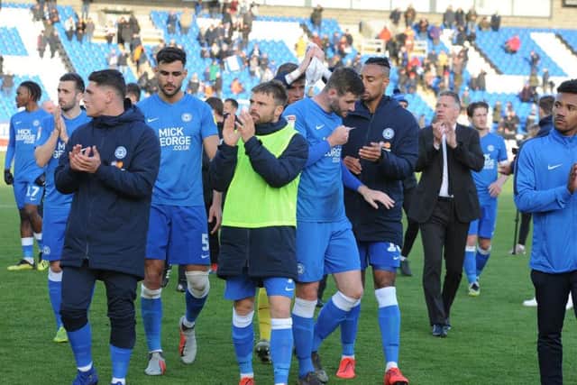 Posh players on their lap of appreciation at the end of the season.