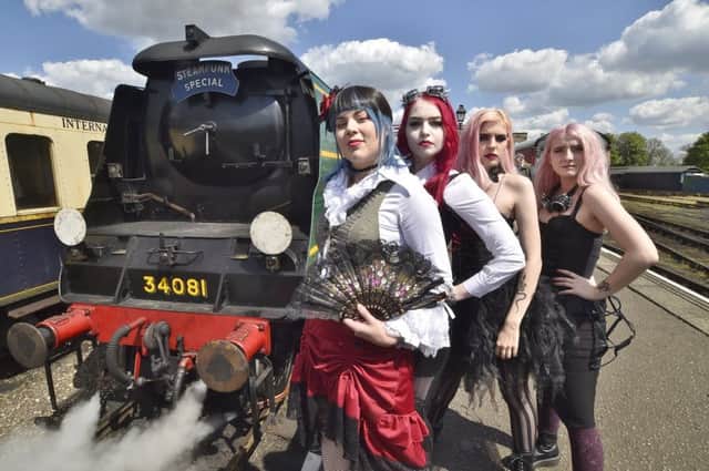 Steam Punk weekend at Nene Valley Railway.   Jess Mann, Elecrikk Doll, Aba Thur and Rose Thorn. EMN-191205-144317009