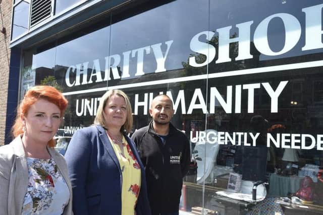 Lisa Forbes, Louise Haigh and burglary victim Shezad Yousaf