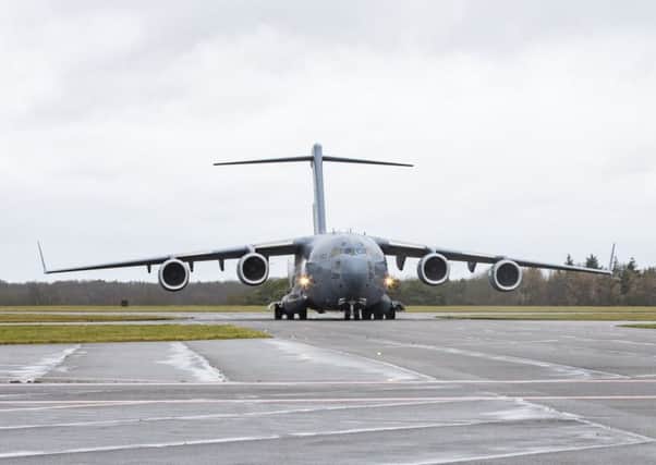 Swift Pirate Excersise at RAF Wittering  - 1 air mobility wing conducting loading and unloading movements with a C-17 for excersise Swift Pirate.