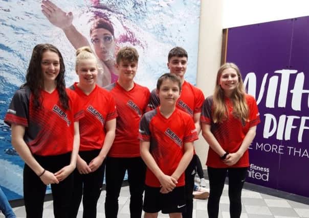 The Deepings squad competing at the East Midlands Championships. From the left Bethany Eagle-Brown, Holly Leggott, Louis Metselaar, Christian Rollinson, Tom Adams and Hannah Matthews.