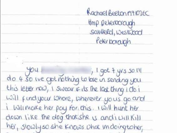 The letter written by Rachael Beeton