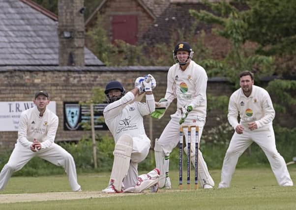 Shardul Brahmbhatt during his innings of 73 for March at Ramsey. Photo: Pat Ringham.