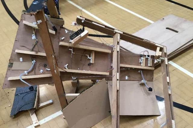 Damage caused in the attack. Photo: Market Deeping Model Railway Club