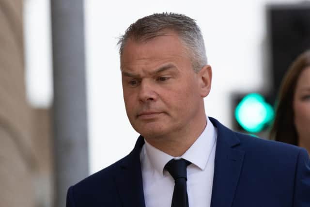 PC Lee Rumsey arrives at court.
Picture by Terry Harris. THA
