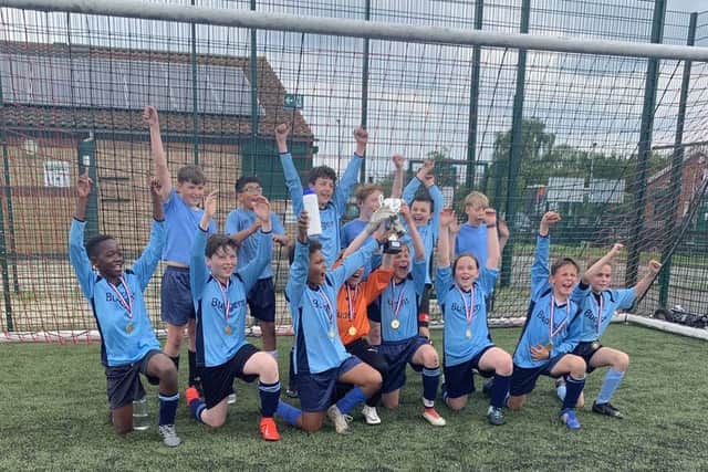 Nene Valley celebrate their success in the Peterborough Primary Schools tournament.