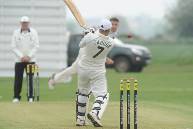 Zahoor Ahmad on his way to 56 for AK 11 at Newborough. Photo: David Lowndes.