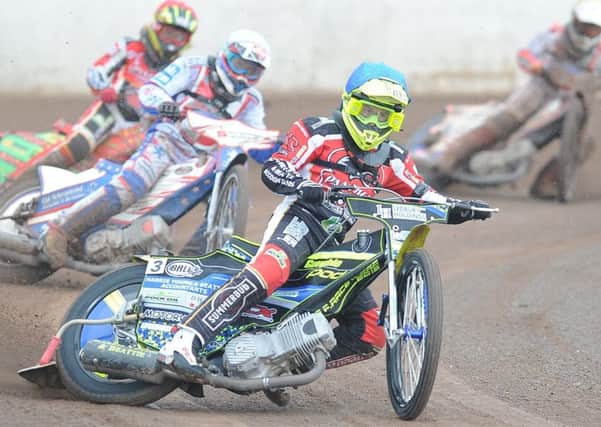 Paul Starke rides for Peterborough Panthers against King's Lynn.