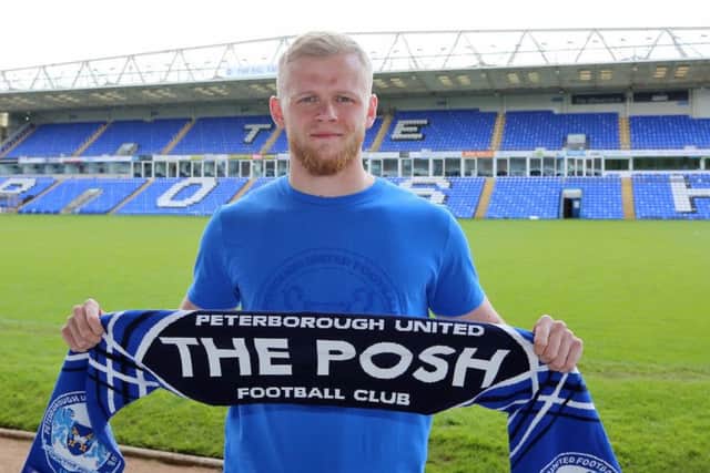 Frazer Blake-Tracy after signing for Posh. Photo: Joe Dent/theposh.com.