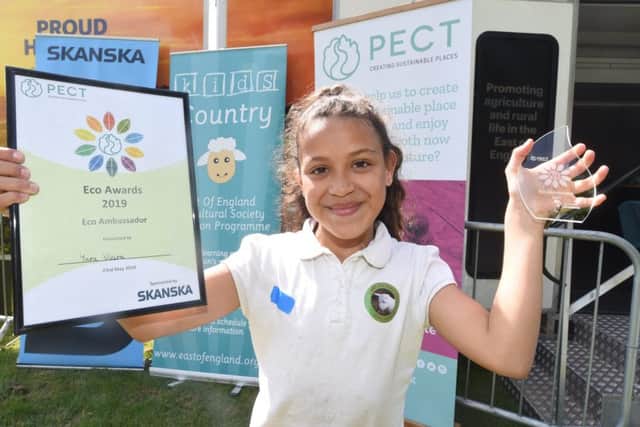 PECT Eco Charter school awards at the East of England Arena.  Yara Vieira, the Eco Ambassador Award winner EMN-190523-225423009