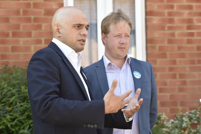 Sajid Javid, the Home Secretary visiting Peterborough with Paul Bristow EMN-190525-194428009