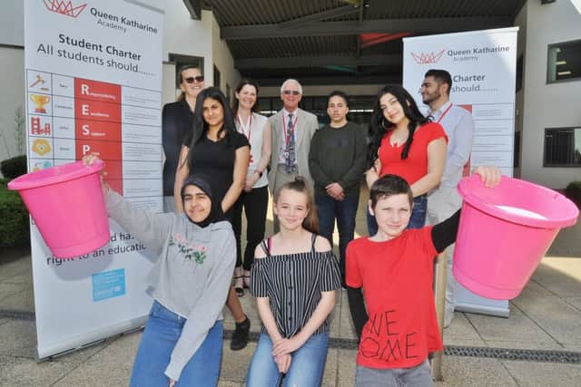 Students and staff at Queen Katharine Academy taking part in a none uniform day to help children of the triple fatal RTC victims EMN-190524-144803009