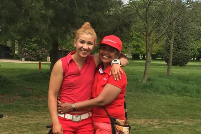 Thalia Martin (left) with her mum and regular caddy Sitti.