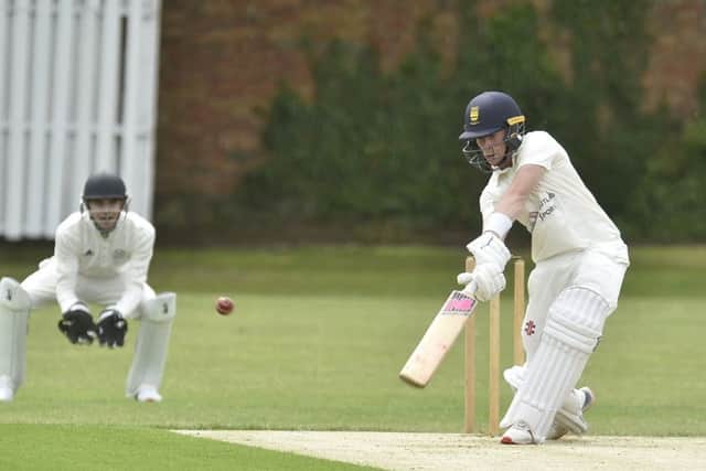 Jordan Temple on his way to 74 for Bourne against Market Deeping. Photo: David Lowndes.