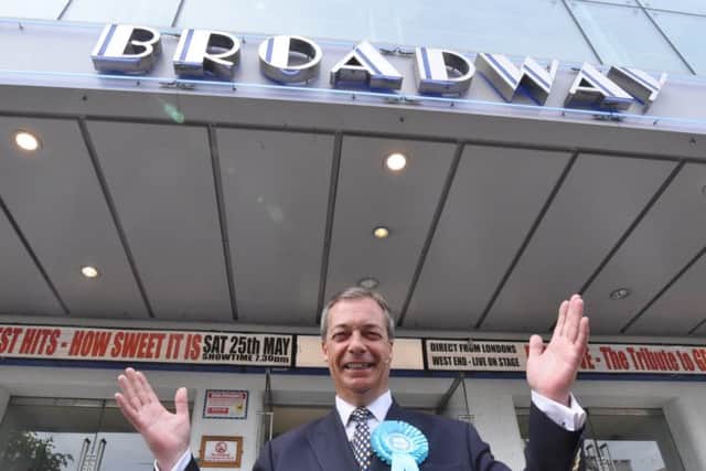 Nigel Farage at the former Broadway Theatre