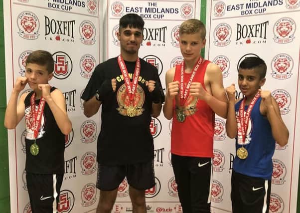 The four Peterborough Police Amateur Boxing Club medallists. From the left are Shae Gowler, Danish Asif, Alfie Baker and Imraan Shirazi.