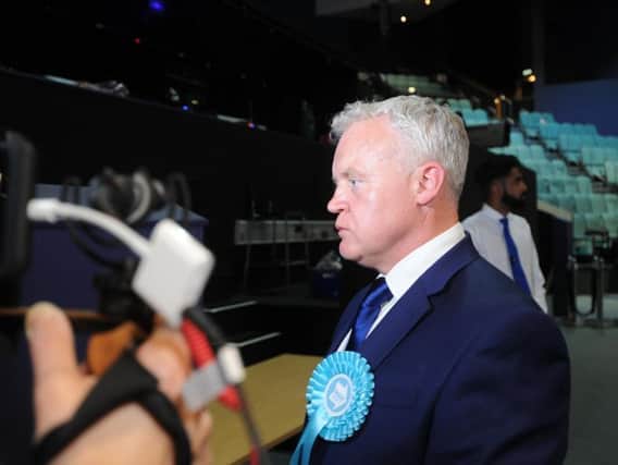 Mike Greene being interviewed after his defeat