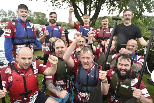 Dragon Boat racing 2019 at the PCRC Rowing course, Thorpe Meadows.  Priden Engineers team EMN-190906-164553009