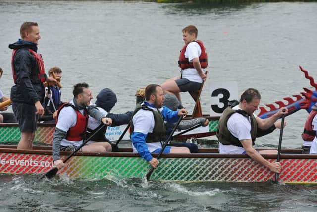 Dragon Boat racing 2019 at the PCRC Rowing course, Thorpe Meadows. EMN-190906-164616009