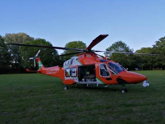 The Magpas air ambulance which is at the scene. Photo: John Abbott
