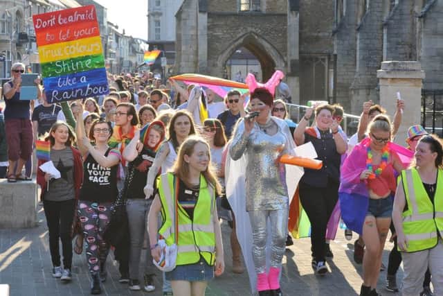 Last year's Peterborough Pride March through the City Centre. EMN-180607-085202009