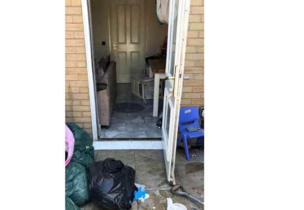 The patio where drugs were found