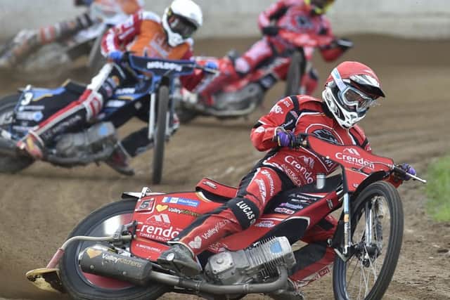 Rohan Tungate leads the way for Panthers in Heat Seven against Swindon. Photo: David Lowndes.