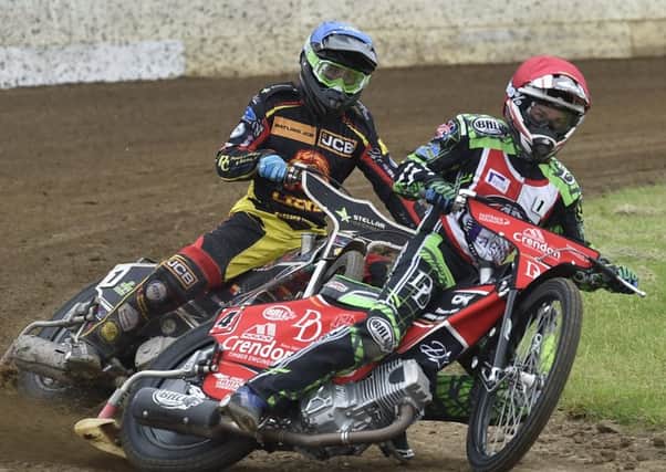Panthers rider Charles Wright in action for Redcar in the Championship Fours. Photo: David Lowndes.