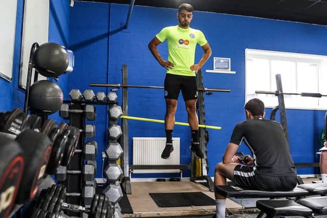 Serhat Tasdemir working hard on the first day of Posh pre-season training.  Photo: Joe Dent/theposh.com.