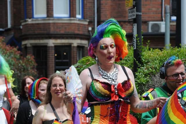 The Peterborough Pride carnival in the city centre