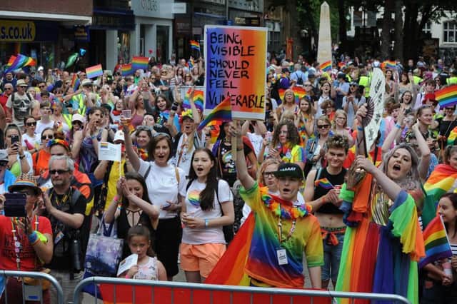 The Peterborough Pride carnival in the city centre