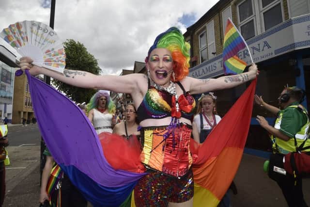 The Peterborough Pride carnival in the city centre