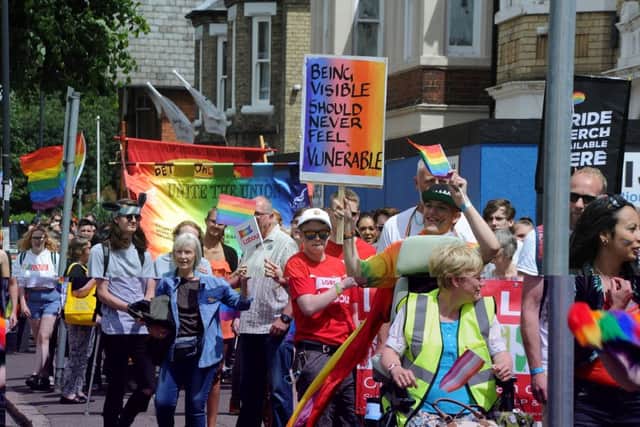 The Peterborough Pride carnival in the city centre
