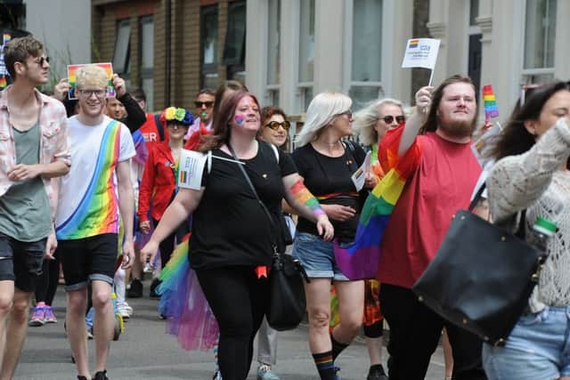 The Peterborough Pride carnival in the city centre