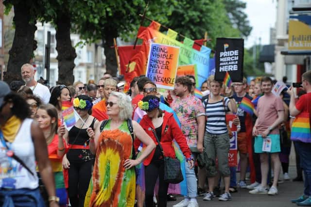The Peterborough Pride carnival in the city centre