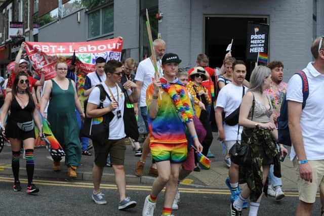 The Peterborough Pride carnival in the city centre