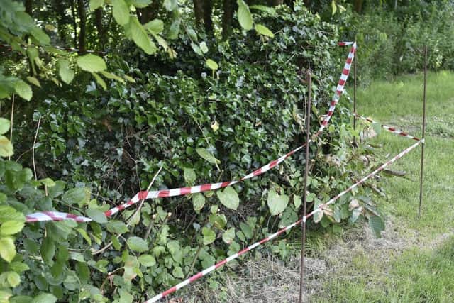 The cordoned off area at Thorpe Hall Hospice