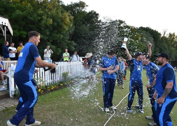 Bourne celebrate their Burghley Park sixes success. Photo: James Biggs.