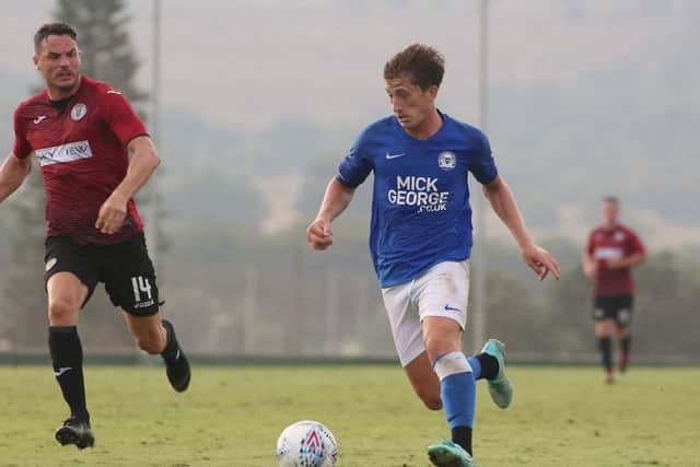 Alex Woodyard in action for Posh against St Mirren. Photo: Joe Dent/theposh.com.