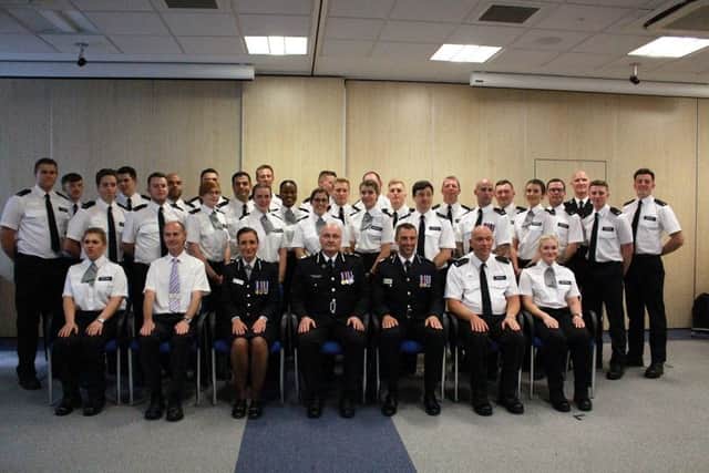 The new recruits with the chief officers