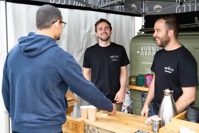 William Dell'Orefice and Liam Tutty sell coffee at the italian festival,City Centre, Peterborough07/07/2019. Picture by Terry Harris / Peterborough Telegraph. THA