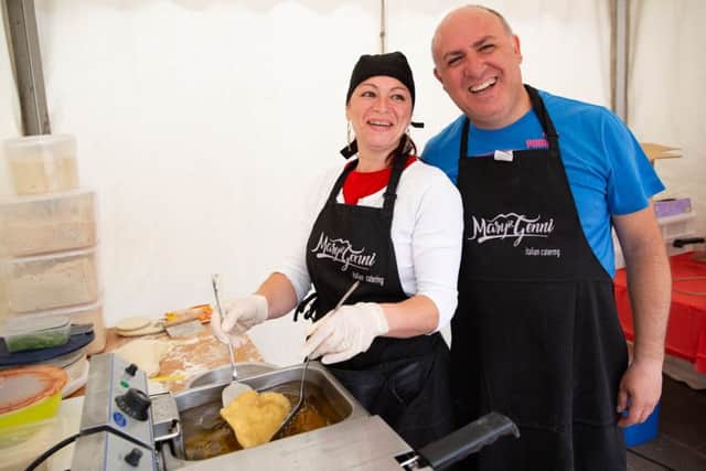Husband and Wife team Movianna and Avdio Gennoro offer authentic Italian cooking at the Italian festival,City Centre, Peterborough07/07/2019. Picture by Terry Harris / Peterborough Telegraph. THA