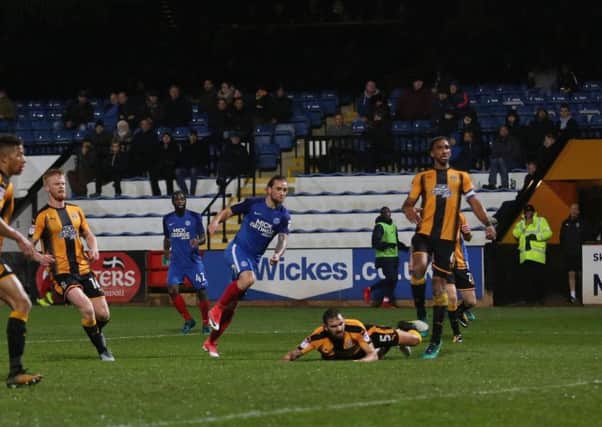 Action from Posh at Cambridge United in the EFL Trophy in 2017.