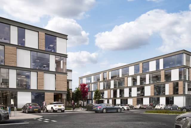 How new planned offices at Lynch Wood Park might appear once completed.