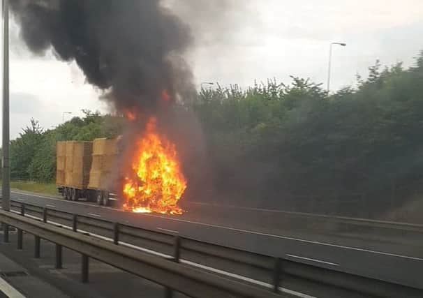 The truck fire on the A14. Photo: Carl Emmins