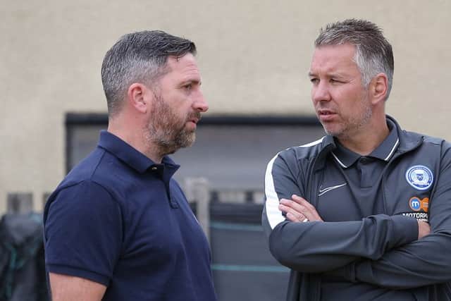 Kettering boss Nicky Eaden (left) with Darren Ferguson. Photo: Joe Dent