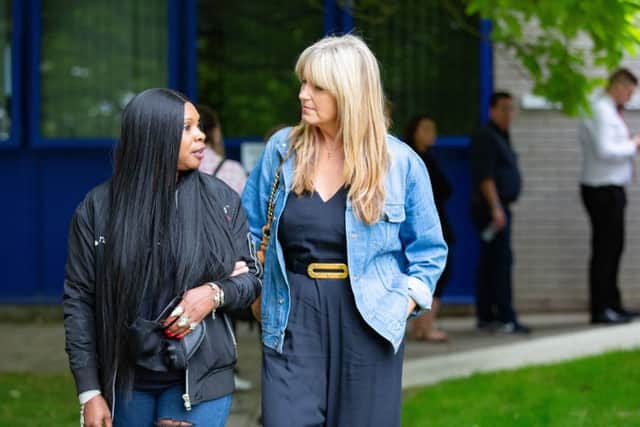 Penny Lancaster and Sandi Bogle visit Cambs Police HQ for their Recruitment Day,
Police HQ, Huntingdon
Saturday 13 July 2019.
Picture by Terry Harris. THA