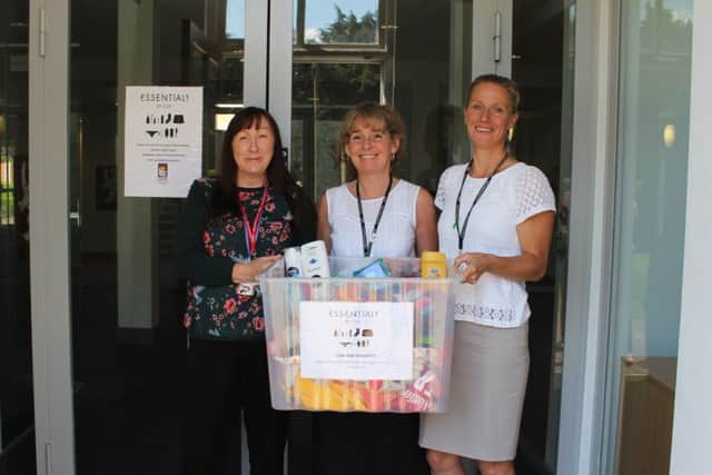 Essentials by Sue is launched at Cromwell Community College in Chatteris. Pictured, from left are Rosie Cooke, Fenland District Councils community safety projects officer; Joanne Roberts, child protection officer at Cromwell Community College, and Jane Horn, executive principal